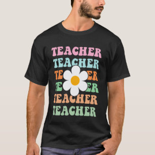 Retro Teacher Daisy Colourful Elementary School Te T-Shirt
