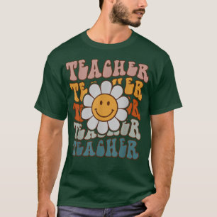 Retro Teacher Daisy Colourful Elementary School Te T-Shirt