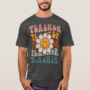 Retro Teacher Daisy Colourful Elementary School Te T-Shirt