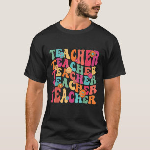 Retro Teacher Daisy Colourful Elementary School Te T-Shirt