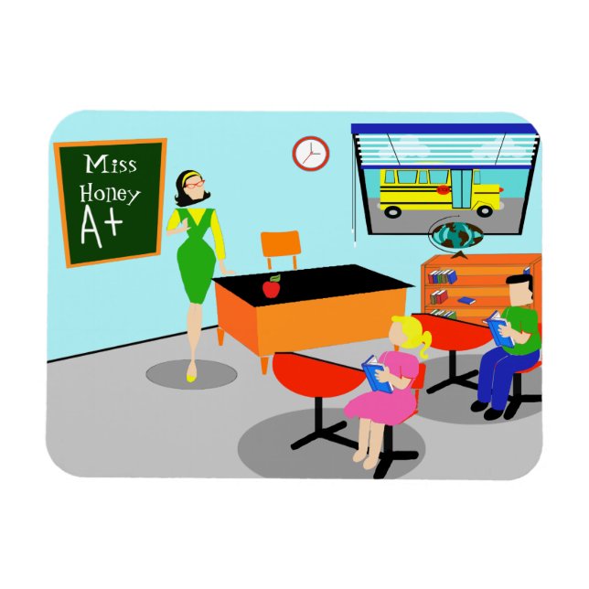 Retro Teacher Flexible Magnet (Horizontal)
