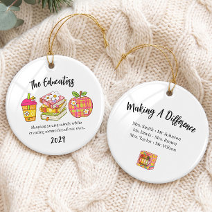 Retro Teacher Friends Group Ornament
