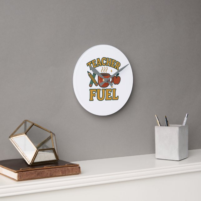 Retro Teacher Fuel Wall Clock - Funny Teacher Gift (Office)