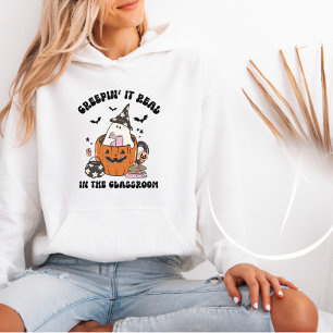 Retro Teacher Halloween Creepin’ It Real Hoodie