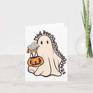 Retro Teacher Halloween Ghost Read More Books Teac Card