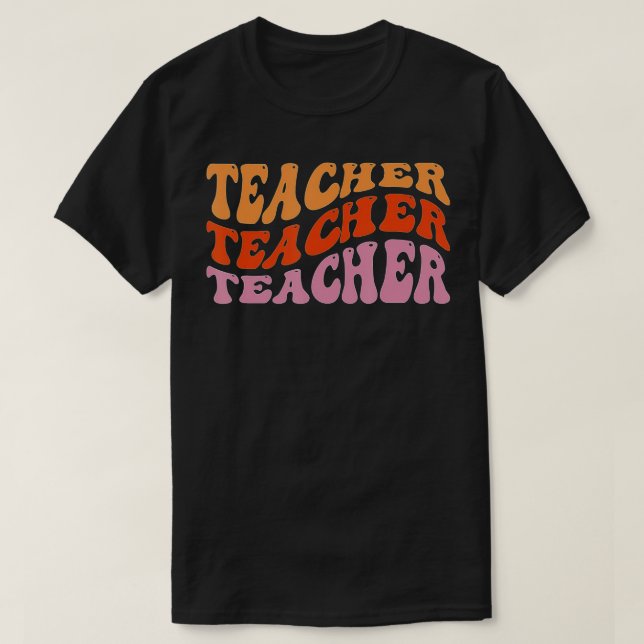 Retro Teacher Inspirational Colourful Elementary S T-Shirt (Design Front)