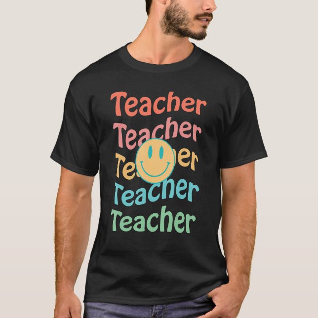 Retro Teacher  Inspirational Colourful Elementary  T-Shirt (Front)