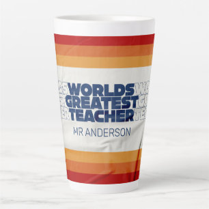 Retro teacher modern blue red stylish typography c latte mug