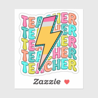 Retro Teacher Pencil Lightning Bolt Back To School