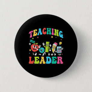 Retro Teaching Future Leaders Groovy Teacher Back 6 Cm Round Badge