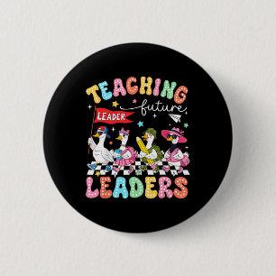 Retro Teaching Future Leaders Groovy Teacher Back 6 Cm Round Badge