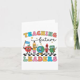 Retro Teaching Future Leaders Groovy Teacher Back Card