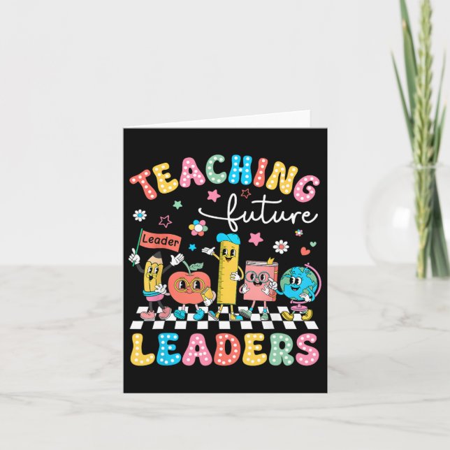 Retro Teaching Future Leaders Groovy Teacher Back  Card (Front)