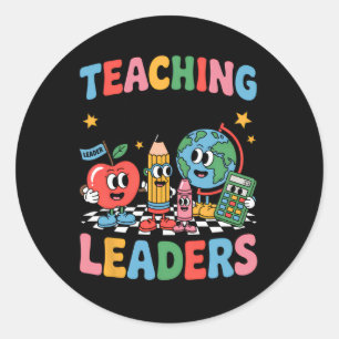Retro Teaching Future Leaders Groovy Teacher Back  Classic Round Sticker