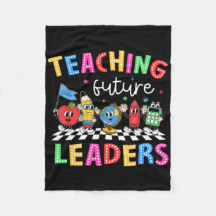 Retro Teaching Future Leaders Groovy Teacher Back Fleece Blanket