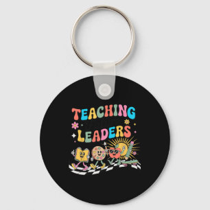 Retro Teaching Future Leaders Groovy Teacher Back Key Ring