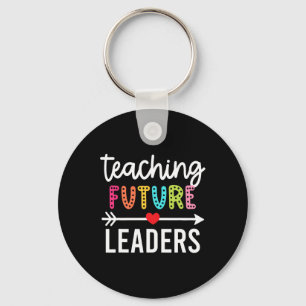 Retro Teaching Future Leaders Groovy Teacher Back  Key Ring