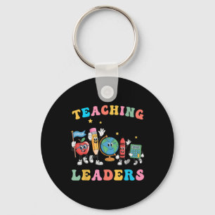 Retro Teaching Future Leaders Groovy Teacher Back Key Ring
