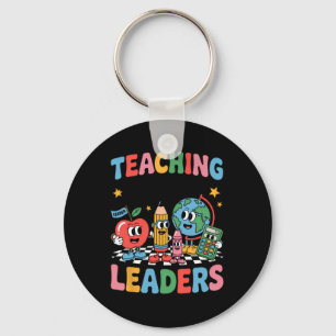 Retro Teaching Future Leaders Groovy Teacher Back  Key Ring