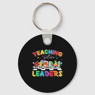 Retro Teaching Future Leaders Groovy Teacher Back  Key Ring