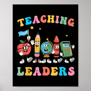 Retro Teaching Future Leaders Groovy Teacher Back  Poster