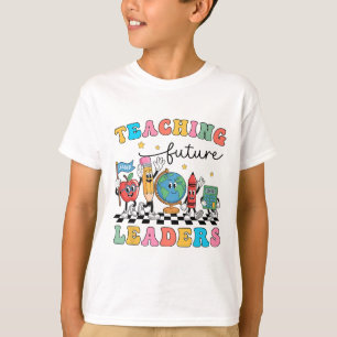 Retro Teaching Future Leaders Groovy Teacher Back  T-Shirt