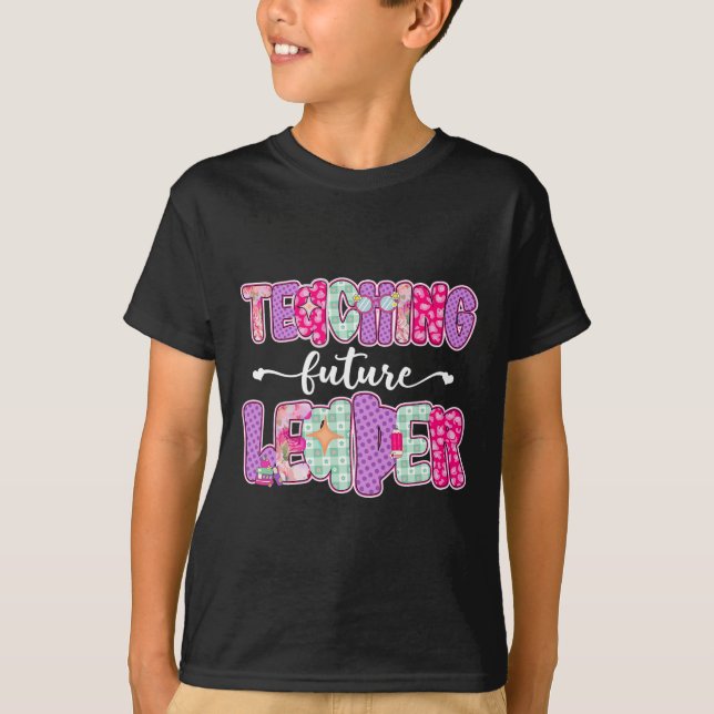 Retro Teaching Future Leaders Preppy Teacher Back  T-Shirt (Front)