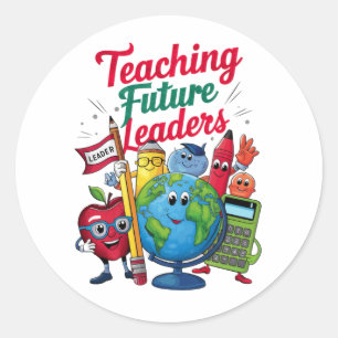 Retro Teaching Future Leaders Teacher School  Classic Round Sticker
