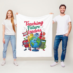 Retro Teaching Future Leaders Teacher School Fleece Blanket