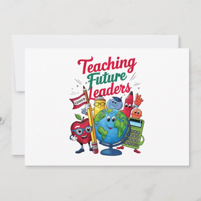 Retro Teaching Future Leaders Teacher School  Invitation (Front)