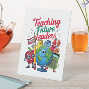 Retro Teaching Future Leaders Teacher School Pedestal Sign