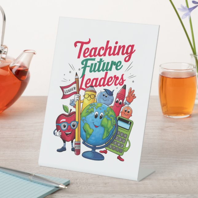Retro Teaching Future Leaders Teacher School  Pedestal Sign (In SItu)