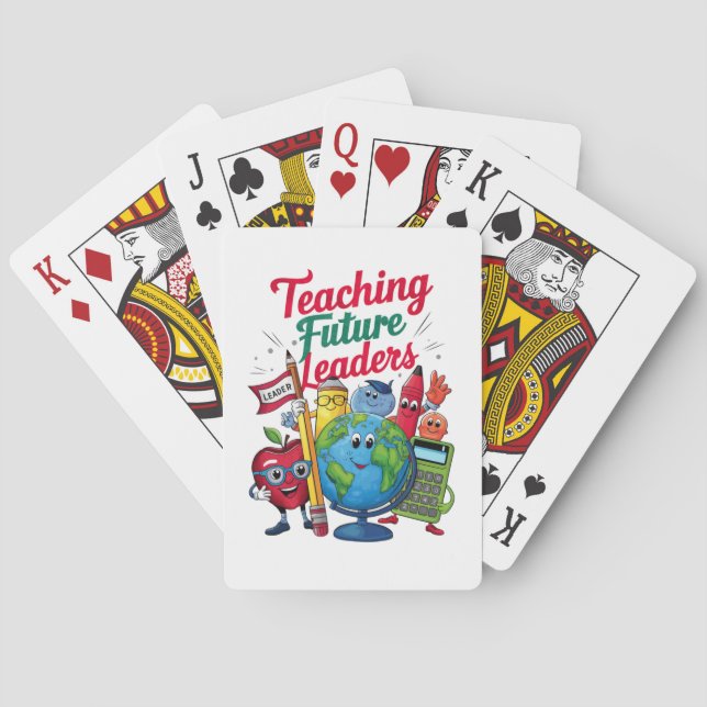 Retro Teaching Future Leaders Teacher School  Playing Cards (Back)