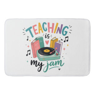 Retro Teaching Is My Jam Vinyl Record Teacher Bath Mat