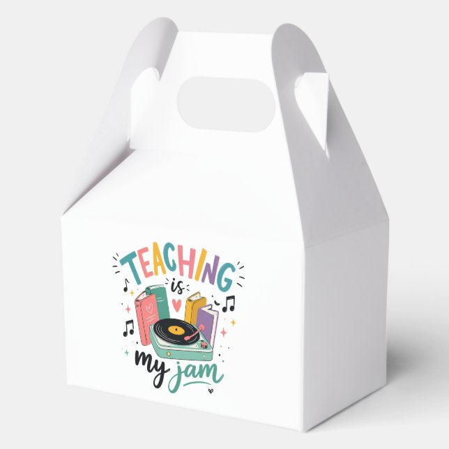 Retro Teaching Is My Jam Vinyl Record Teacher Favour Box (Front)