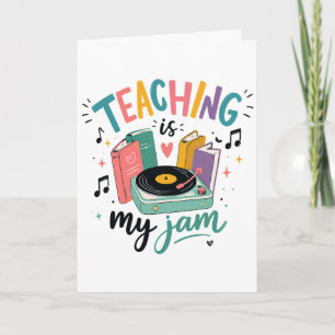 Retro Teaching Is My Jam Vinyl Record Teacher Holiday Card
