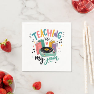 Retro Teaching Is My Jam Vinyl Record Teacher Napkin