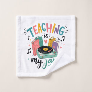 Retro Teaching Is My Jam Vinyl Record Teacher Wash Cloth