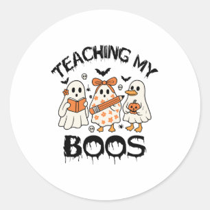 Retro Teaching My Boos Halloween Classic Round Sticker