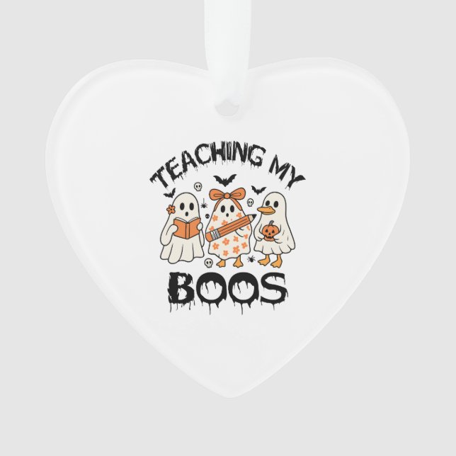 Retro Teaching My Boos Halloween Ornament (Front)
