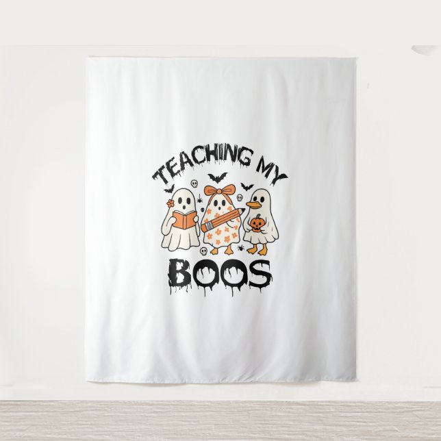 Retro Teaching My Boos Halloween Tapestry (Front)