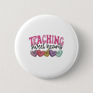 Retro Teaching Sweethearts Candy Heart Teacher Val 6 Cm Round Badge