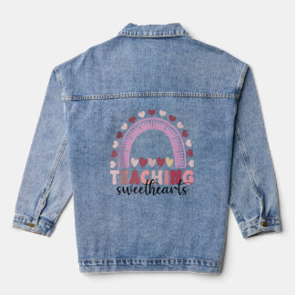 Retro Teaching Sweethearts Candy Heart Teacher Val Denim Jacket
