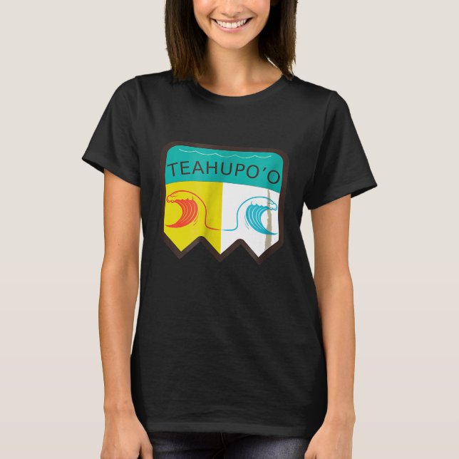 retro teahupoo  surf shirt with two big waves (Front)