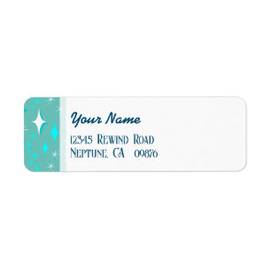 Retro Teal and White Stars Editable Return Address