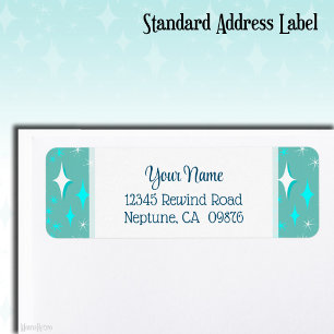 Retro Teal and White Stars Editable Return Address
