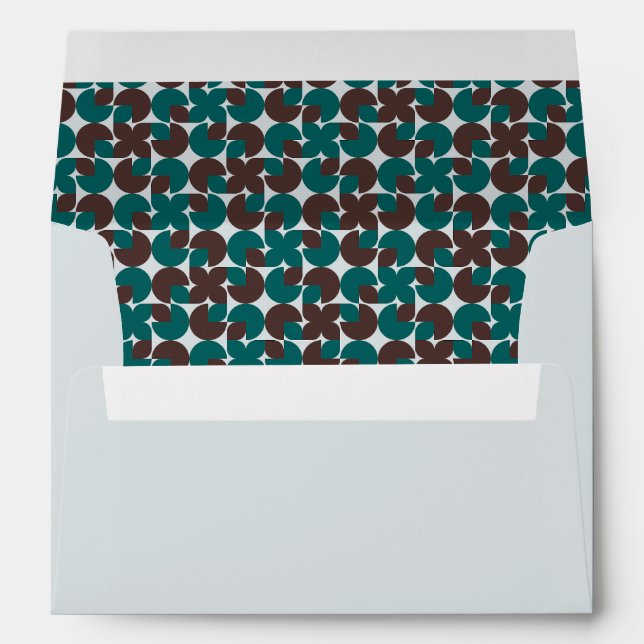 Retro Teal, Brown, & Blue Return-Addressed Envelope (Back (Bottom))