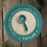 Retro Teal  Escape Room Key Solve Treasure Hunt 