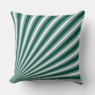 Retro Teal green Funky Sun Rays Background Cushion