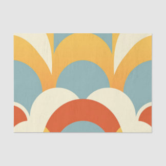 Retro Teal Mustard Scallop Pattern Tissue Paper